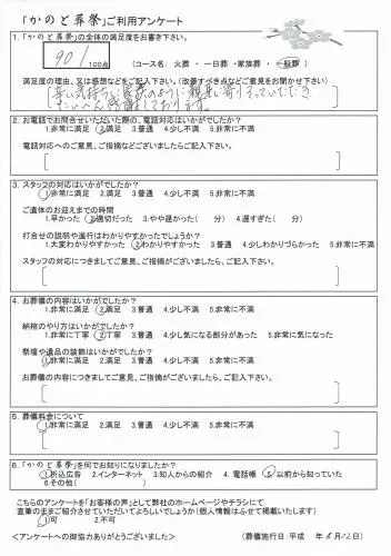 お客様の声　栃木県宇都宮市　一般葬　お葬式